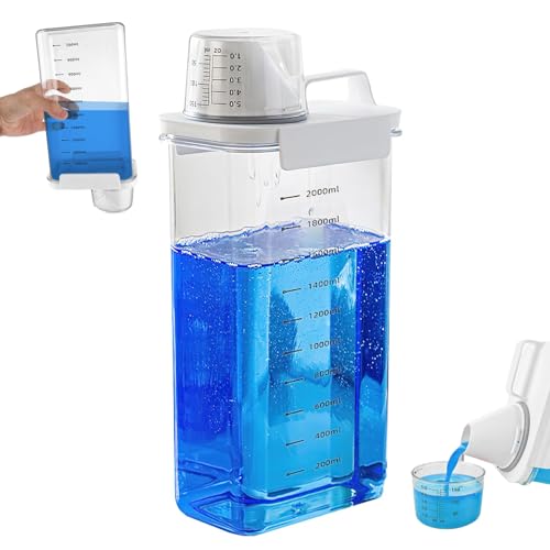 Waschmittel Aufbewahrung, 2300ml Luftdichter Waschmittelspender mit Messbecher, 1 Stück Mehrzweck Waschmittelbox Behälter für Weichspüler, Transparente Waschpulver Aufbewahrungsbox von Yudobliss