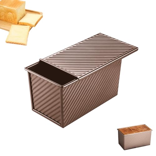 Yudobliss 450G Teig Brotbackform mit Deckel, Brotbackform mit Schiebetür, Toastbrot Backwerkzeuge, brotbackform mit Deckel, Wiederverwendbar, Flache Toast Box, für Brot, Toast und Kuchen, Gold Yudobliss 450G Teig Brotbackform mit Deckel, Brotbackform mit Schiebetür, Toastbrot Backwerkzeuge, brotbackform mit Deckel, Wiederverwendbar, Flache Toast Box, für Brot, Toast und Kuchen, Gold von Yudobliss