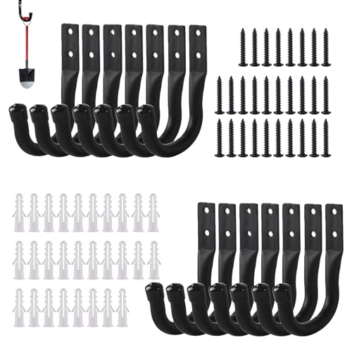Yudobliss Garagen Wandhaken, 14 Stück J Haken, Wandhaken Garagenhaken, Wandhalterung, Garagenhaken zum Aufhängen von Schweren Gegenständen, Für Leiter, Werkzeuge(Schwarz, 11,5 cm x 9 cm) von Yudobliss