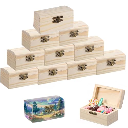 Yudobliss Holzkiste Klein, 10 Stücke Mini Schatztruhe Schatzkiste, Rechteckige Holzschatzkiste, Holz Schatzkiste Schatztruhe,mit Deckel Klein Set Schmuckkästchen Holz für Bastelset Piratenparty Yudobliss Holzkiste Klein, 10 Stücke Mini Schatztruhe Schatzkiste, Rechteckige Holzschatzkiste, Holz Schatzkiste Schatztruhe,mit Deckel Klein Set Schmuckkästchen Holz für Bastelset Piratenparty von Yudobliss