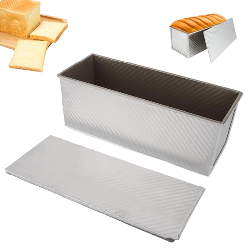 Yudobliss Toast Brot Backform Set, Teig Brotbackform mit Deckel, 34x13.5x12cm Toastbrottopf, Toastbrotform Antihaft, Schiebetür Brottablett, Wiederverwendbar, Für Toast, Brote, Kuchen, Silber Yudobliss Toast Brot Backform Set, Teig Brotbackform mit Deckel, 34x13.5x12cm Toastbrottopf, Toastbrotform Antihaft, Schiebetür Brottablett, Wiederverwendbar, Für Toast, Brote, Kuchen, Silber von Yudobliss