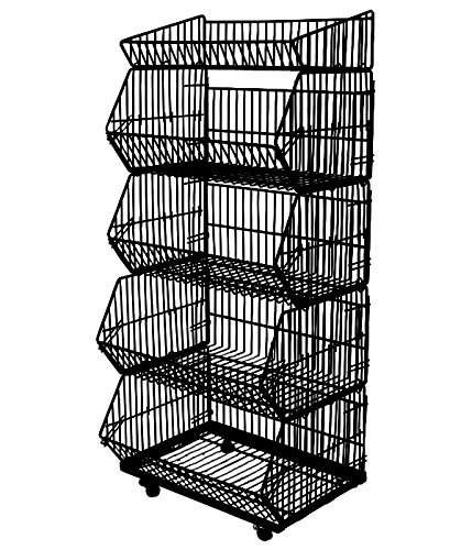 5er Stapelkörbe Gitterkorb Wühlkorb Verkaufständer Warenständer Schwarz von Yudu