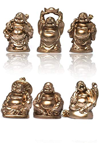 Yudu® 6 stück Verschiedene Buddha Figuren Glücksbringer Happy Buddha von Yudu