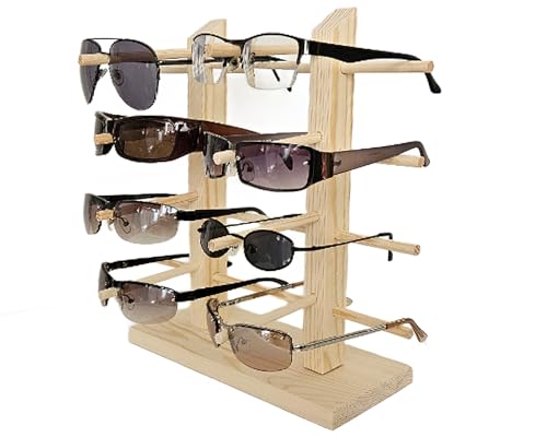 Yudu Brillenpräsenter Brillendisplay für 8 Brillen Holz-Ständer von Yudu