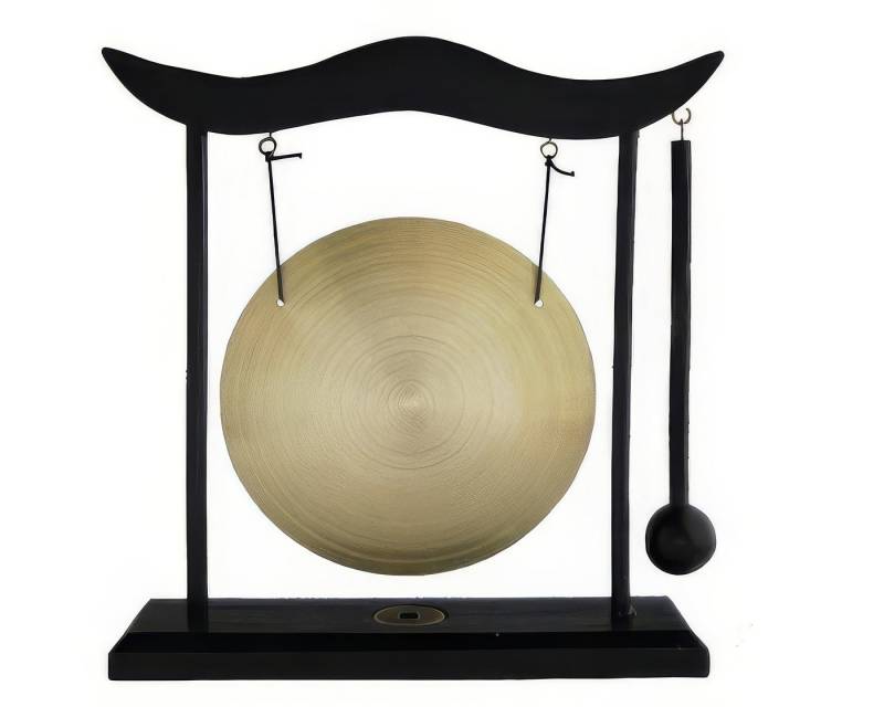 Yudu Dekofigur Tisch-Gong Holzständer Tischgong Fengshui inkl.Schlegel von Yudu