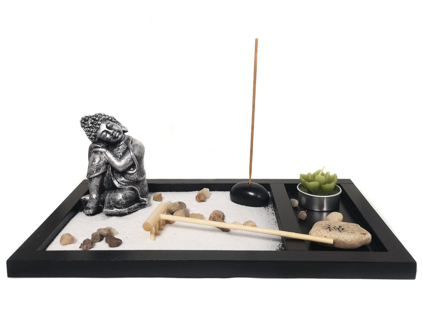 Yudu Dekofigur Zen-Garten mit Buddhafigur mit Teelicht Rauchstab Nr: YH072 von Yudu