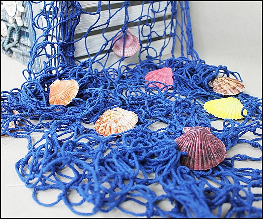 Yudu Hängedekoration Dekonetz Fischernetz mit Muscheln Maritim Design Dicke Baumwolle von Yudu