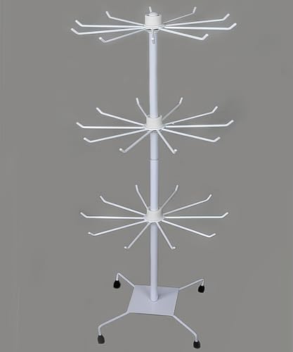 Yudu Verkaufsständer Warenständer mit 3 Etage drehbar Hakenständer Metall (weiss) von Yudu