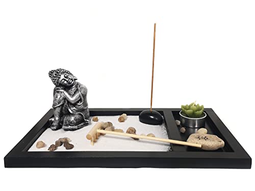 Zen-Garten mit Buddhafigur mit Teelicht Rauchstab Nr: YH072 von Yudu