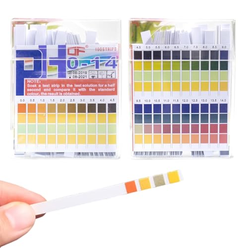 100 Stück PH Teststreifen,PH Wert Teststreifen,Vierfarbiges Säure Basen Teststreifen,Lackmuspapier,Test Basen Säure Wasser,Messbereich (PH 0-14),Streifen Strips für zu Hause,Aquarien,Laboratorien von YueJieSelected