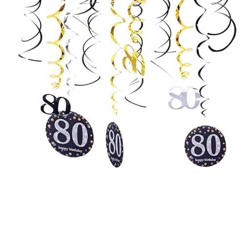 12 Stücke 80 Geburtstag Deko,Geschenke Tischdeko 80. Geburtstag Junge Dekoration,Geburtstagsdeko für Mädchen Jubiläum Oder Partydeko,Coole Geburtstagsgeschenk für Geburtstagsbanner Deko (80th) von YueJieSelected
