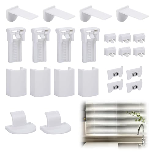 24-Stück Plissee Klemmen, Klemmträger Plissee,Pleated Clamp Support,Plissee Ersatzteileplissee,Plissee Halterung,Plissee Zum Kleben,Jalousien Fenster Ohne Bohren für Befestigung Vorhang Faltrollos von YueJieSelected