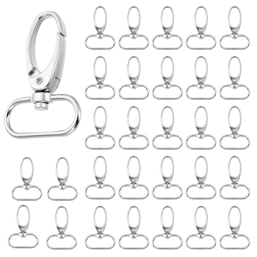 30-Stück Zink Legierung Keychain,Hummerverschluss,25mm Innendurchmesser Schwenkbarer Abzugsring,Karabinerhaken für Taschen,Karabinerhaken mit Drehgelenk für Bastelschnüre Handtaschen Tierhalsbänder von YueJieSelected