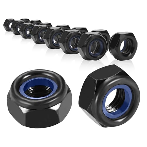 50 Stück Sechskantmuttern M8,Schwarz Sicherungsmuttern,Mutter M8 Stoppmutter,Anti Locker Nylon Selbstsicherndemuttern,Kontermuttern Schraubenmutter m8 Muttern Edelstahl Selbstsichernd Metrisch Gewinde von YueJieSelected