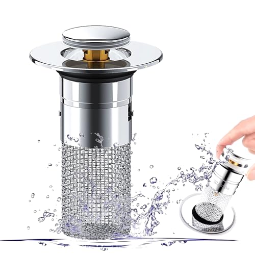 Abflussstopfen mit Sieb für 32-40mm Waschbeckenstöpsel mit Sieb,Waterjake Pop-Up Ablaufventil mit Sieb,Abflusssieb Waschbecken,Spülbecken Stöpsel für Drain Badewannenstöpsel Küchenspüle Abflussfilter von YueJieSelected