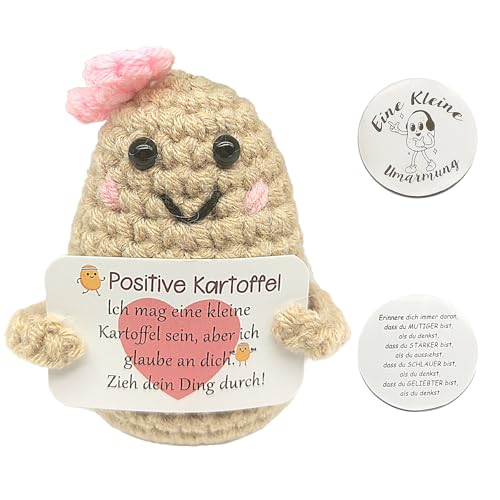 Positive Kartoffel, Glücksbringer Positive Kartoffel, Pocket Hug Geschenk, Beste Freundin Geschenke, Geschenke für Freundin zum Geburtstag, Creative Knitted Wool Potato Doll mit Positiver Energiekarte von YueJieSelected
