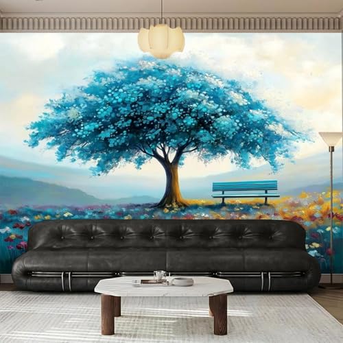 YueMingDi 3D Wandbild Zuhause Wanddekoration Blaue Pflanze Baum Arbeitszimmer Wohnzimmer Büro Hintergrund Wandbild Wandbild-150Cm×105Cm von YueMingDi