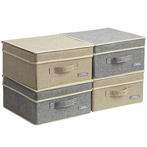 YueYue 4 Pack Kleine Stoff-Aufbewahrungsbox mit Deckel, Faltbare Leinen-Aufbewahrungsbox mit Deckel, 4 Stück 4 Piece Set YueYue 4 Pack Kleine Stoff-Aufbewahrungsbox mit Deckel, Faltbare Leinen-Aufbewahrungsbox mit Deckel, 4 Stück 4 Piece Set von YueYue