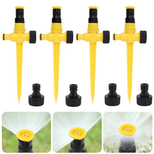4 Paar Rasensprenger 360 Grad Bewässerungssystem Gartensprenger Automatische Garten Sprinkler Einstellbar Wassersprenger Gartensprinkler mit Schnellverbinder Sprinklersystem Beregner für Garten Rasen von Yuechenggui