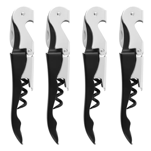 Korkenzieher Flaschenöffner Set von 4, Kohlenstoffstahl 3 in 1 Bier- und Weinflaschenöffner, Kellner Korkenzieher und Folienschneider für Sommeliers, Kellner und Barkeepers, schwarz Korkenzieher Flaschenöffner Set von 4, Kohlenstoffstahl 3 in 1 Bier- und Weinflaschenöffner, Kellner Korkenzieher und Folienschneider für Sommeliers, Kellner und Barkeepers, schwarz von Yuechenggui