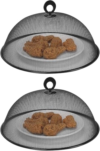 Yuecjian 2 Stück Abdeckhauben für Lebensmittel Metall, Ø 27 cm Rund Obst Fliegenhaube Ultrafein, Langlebig Lebensmittel Abdeckung mit Griff, für Küche Camping Picknicks Partys Grillen von Yuecjian