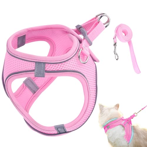 Yuecjian Ausbruchssicheres Katzengeschirr,Einstellbares Katzen Westen Geschirr | Haustierzubehör Für Kleine Mittelgroße Große Tiere Reisen Rucksack Outdoor Wandern von Yuecjian