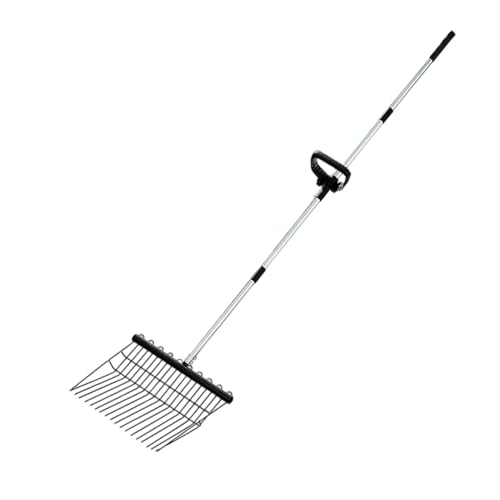 Yuecjian Edelstahl Handrechen,Gartenrechen Mit Langem Stiel Aus Edelstahl | Ergonomisches Kultivatorwerkzeug Zum Unkrautjäten Laubrechen Rasen von Yuecjian