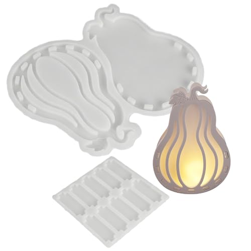 Yuecjian Halloween Kürbis Resin Formen | Halterung Form Für Kerzen Für Feiertage | Silikon Zement Gussform Für Gips Heimdekorateur Bastelbegeisterte Partyplaner Workshops Kunstlehrer von Yuecjian