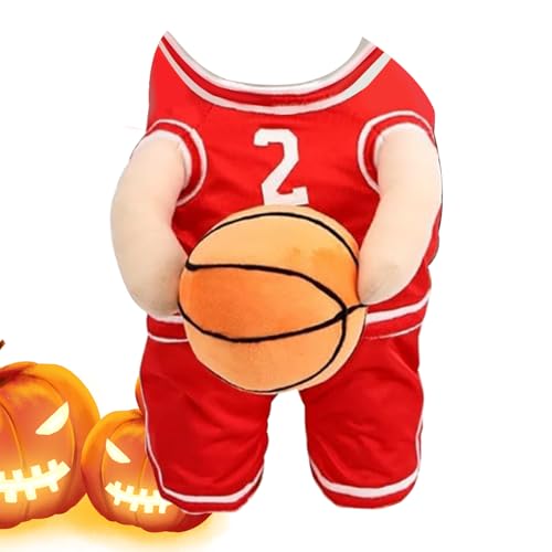 Yuecjian Hunde-Basketball-Kleidung, Hunde-Basketball-Spieler-Kostüm | Hundebasketballkostüm mit Ball,Atmungsaktive große Katze mit Basketball-Kleidung für Halloween-Cosplay von Yuecjian