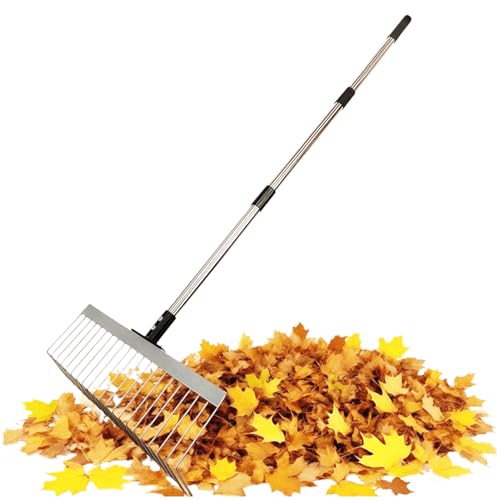 Yuecjian Rasenrechen | Gartenrechen mit verstellbarem Griff | Gartenwerkzeug für Laubsammlung, Beetreinigung und Bodenlüftung in Gärten und Außenbereichen von Yuecjian