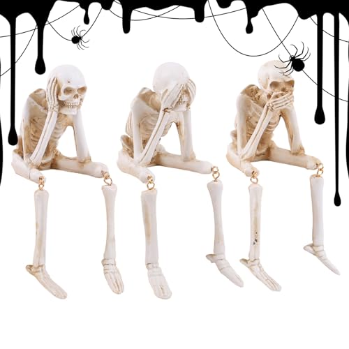 Yuecjian Skelett Figuren,3 Teile Halloween Skulpturen | Deko Figur Für Fotohintergrund Ladenlokal Wohnzimmer Partyhaus Spukhaus Yuecjian Skelett Figuren,3 Teile Halloween Skulpturen | Deko Figur Für Fotohintergrund Ladenlokal Wohnzimmer Partyhaus Spukhaus von Yuecjian
