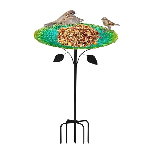 Yuecjian Vogelfutterstelle Und Vogelbad, Stehendes Metall Vogelbad mit Futterstelle Kombination, Multifunktional Für Papageien Und Ziervögel Haustierzubehör Für Garten Terrasse Balkon Rasen von Yuecjian