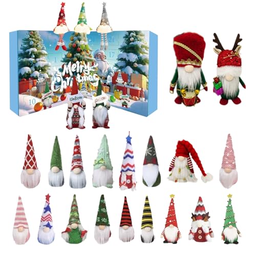 Yuecjian Weihnachtswichtel Advent | 24 Tage Weihnachten Advent Zwerge - Niedliche Zwerge Puppen Countdown Kalender für Desktop Kaminsims Nachttisch von Yuecjian