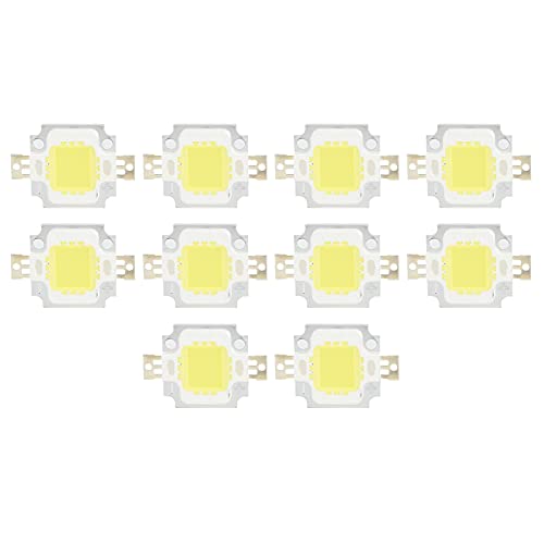 Yuecoom LED-Chip-Licht, 10 STÜCKE reines weißes Licht COB-Lichtquelle 10 W/6500 K Integrierter LED-Chip 12 V/700 mA für DIY-Lampenzubehör von Yuecoom