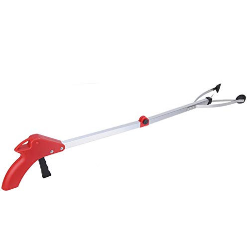 Mülleimer, 1 Stück Aluminiumlegierung Mülleimer Klappbarer Mülleimer mit Saugnapf für Gartenlaubabfallsammeln(Roter Griff) von Yuecoom