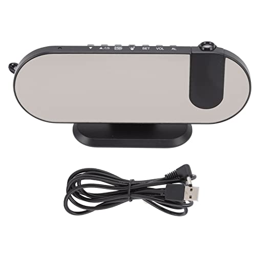 Yuecoom 180-Grad-Projektions-LED-Spiegelwecker, USB-Ladeanschluss, Temperatur- und Luftfeuchtigkeitsanzeige mit Zwei Alarmen, digitaler Wecker für Schlafzimmer von Yuecoom