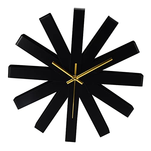 Yuecoom Banduhr, Wohnzimmer Wanduhr, Mute Needle Pointer Quatz Bewegung Kombinierte Edelstahl Craft Ribbon Clock(Schwarz) von Yuecoom