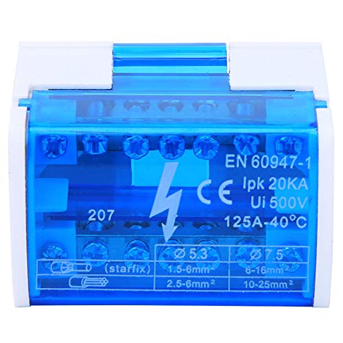 Yuecoom Klemmenverteilerkasten Din Rail Ground, DIN-Schiene 2-stufig einphasig mit transparenter Staubschutzhülle 207,Hutschiene Abzweigklemme Universal Compact Wire Wiring Connector von Yuecoom