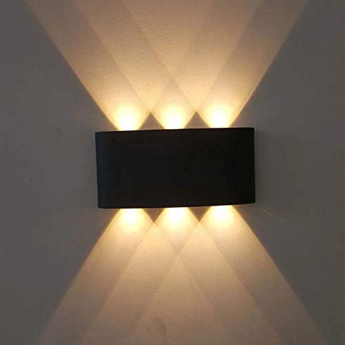 Yuecoom LED-Wandleuchte Beleuchtung, 6W AC85-265V Schwarze Schale Warmweißes Licht nach unten Beleuchtung Aluminium Wandleuchten für Schlafzimmer Wohnzimmer Treppe Flur von Yuecoom