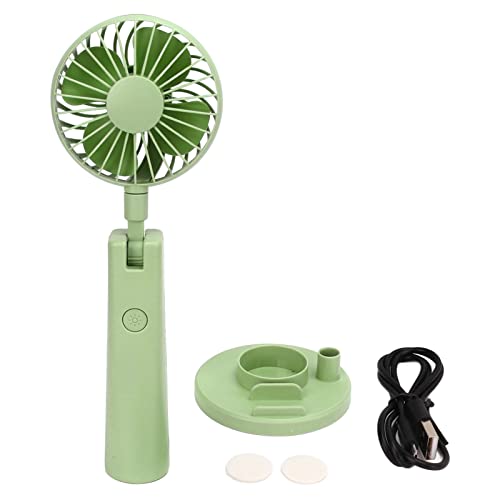 Yuecoom Tragbarer Handventilator 3-Gang-Wind-Aromatherapie-Mini-USB-wiederaufladbarer Ventilator mit Kosmetikspiegel-Telefonhalter für den Innenbereich im Büro zu Hause(Grün) von Yuecoom