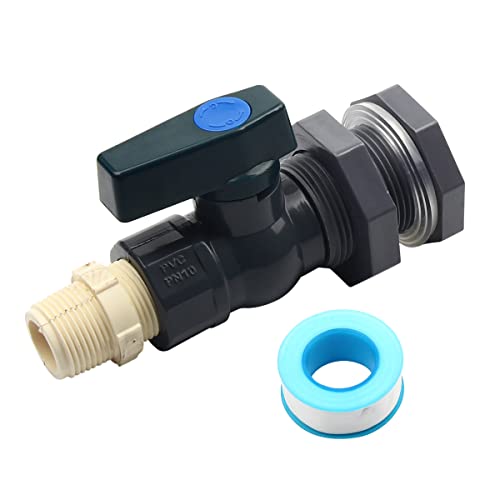 Yuecuu® PVC Regentonne Zapfhahn Set, 1 Zoll Regulierventil Wasserschlauch Verbinder für Aquarien Pools Gartenfässer (1"/ND25) von Yuecuu