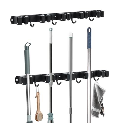 Yuecuu Besenhalterung Wand, 2 Stück Edelstahl Gerätehalter mit 5 Halter 4 Haken Werkzeughalter wand für Garage, Küche, Badezimmer Yuecuu Besenhalterung Wand, 2 Stück Edelstahl Gerätehalter mit 5 Halter 4 Haken Werkzeughalter wand für Garage, Küche, Badezimmer von Yuecuu