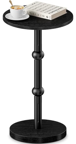 Yuede Runder Beistelltisch, Kleiner rund Cocktailtisch, Nachttisch für kleine Räume, Kleiner Runder Getränketisch, Sofatisch für Wohnzimmer, Schlafzimmer, Einfache Montage (Schwarz) von Yuede