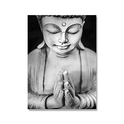 Abstrakte Buddha Leinwand Malerei Wandkunst Poster Große Moderne Buddha Wohnzimmer Wandbild Wohnkultur Kunstwerk 80x90cm (32x35in) Rahmenlos von Yuefa Art