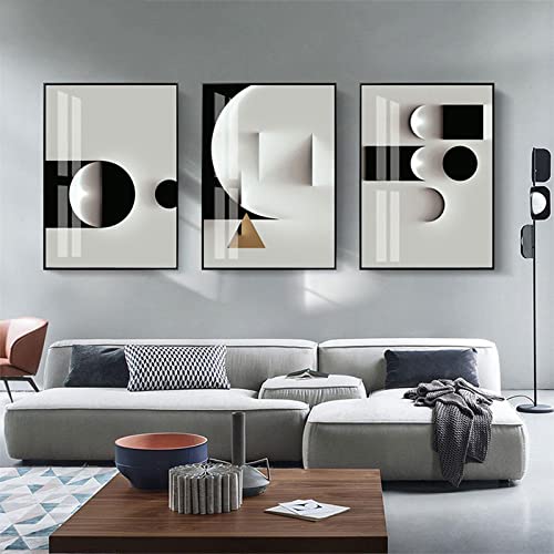 Abstrakte geometrische Leinwand Malerei Schwarz-Weiß-Wand-Kunstdruck Moderne Nordic Poster Bild Wohnzimmer Wohnkultur 60x75cm (24x30in) x3 Rahmenlos von Yuefa Art