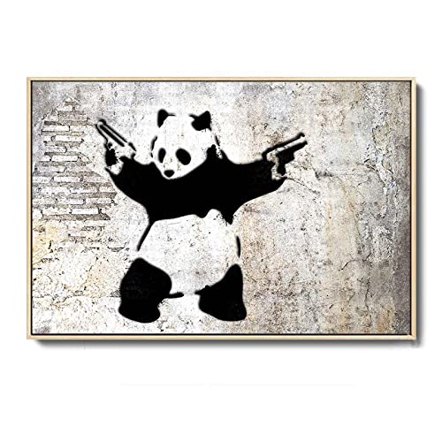 Banksy Graffiti Kunst Malerei Panda Abstrakte Leinwand Malerei Poster und Drucke Moderne Wand für Zimmer Wohnkultur Kunstwerk 80x100cm (32x39in) Rahmenlos von Yuefa Art