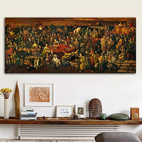 Berühmte Kunstwerk Leinwand Malerei Diskussion Göttliche Komödie Mit Dante Wandkunst Bilder Druck Poster Für Wohnzimmer Dekor 60x180cm (27x71in) Rahmenlos von Yuefa Art