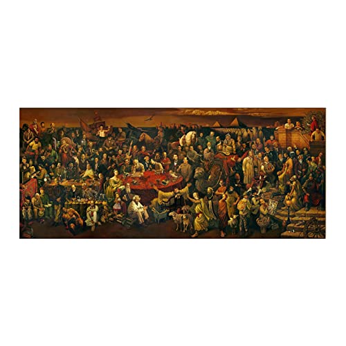 Berühmte Kunstwerke Leinwand Gemälde Diskussion über Göttliche Komödie mit Dante Poster Drucke Wandkunst Bilder für Wohnen Wohnkultur 80x160cm (32x63in) Rahmenlos von Yuefa Art