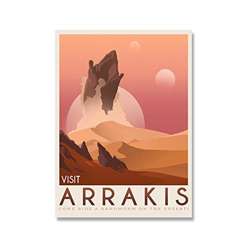 Dune Poster Retro Reise Leinwand Malerei Wandkunst Bilder Science Classic Fiction Spice Space Geschenkidee Für Wohnzimmer 30x45cm (12x18in) Rahmenlos von Yuefa Art