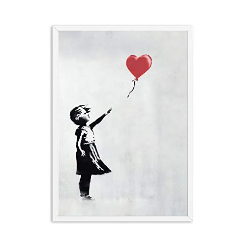 Nordic Modern Canvas Painting by Banksy Girl Balloon Wall Art Poster Prints Pictures Love Retro Living Room Home Decor 80x100cm (32x39in) Rahmenlos von Yuefa Art